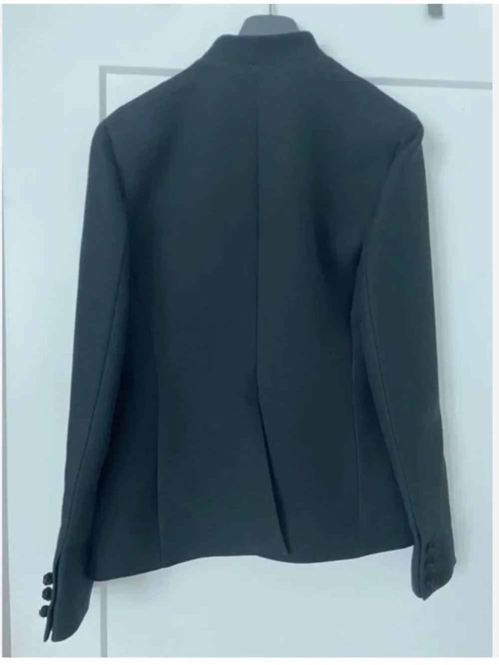 Authentic Christian Dior Fitted Wool Mandarin Collar Jacket Black Size 4 Blazer